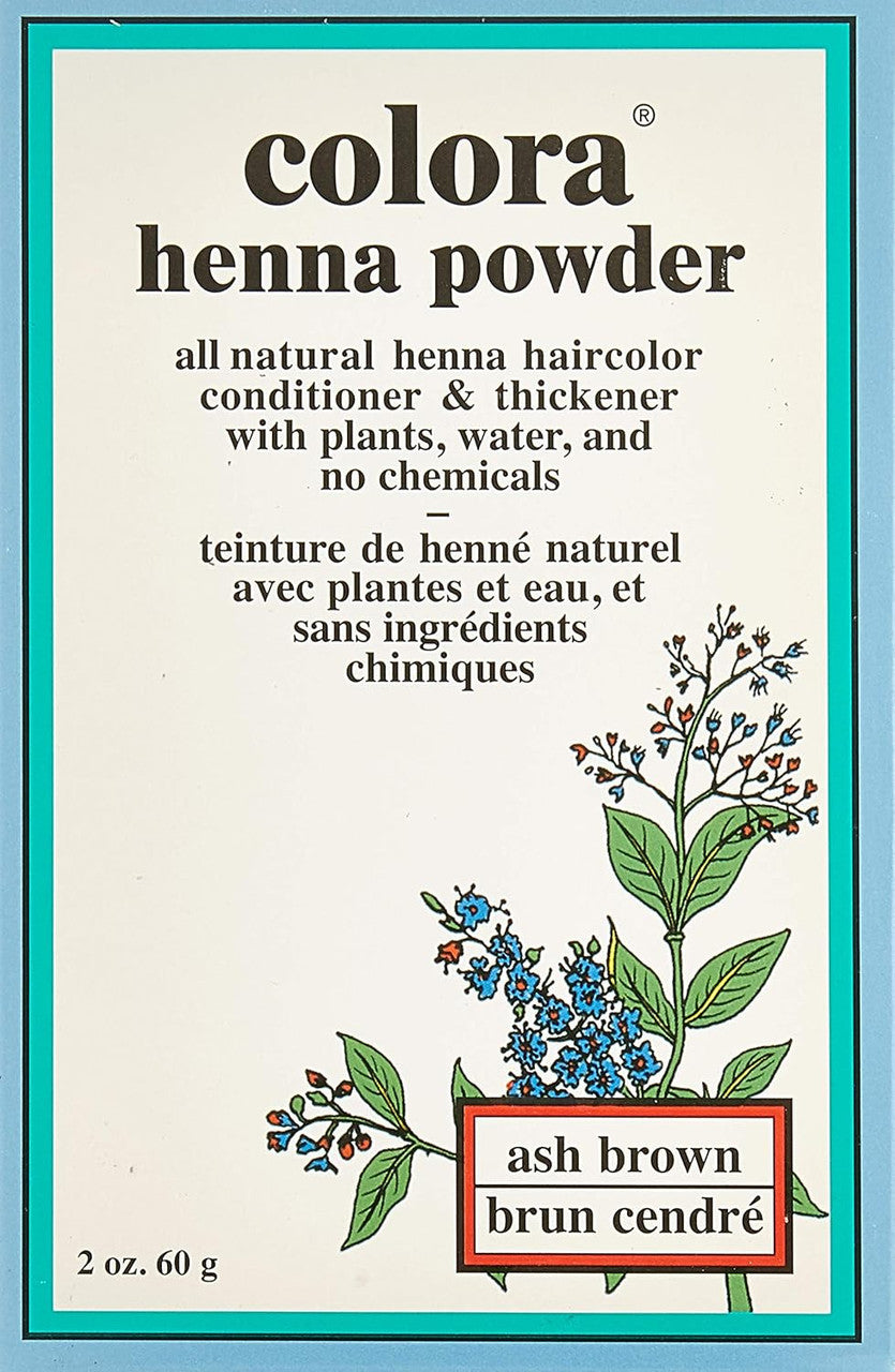 Colora Henna Powder Natural Organic Haircolor Hair Color, Ash Brown, 2 oz